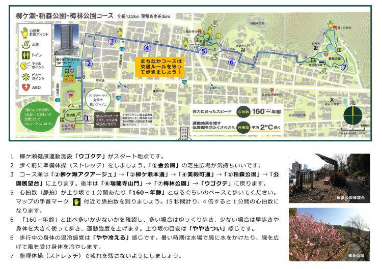 柳ケ瀬・粕森公園・梅林公園コースマップ